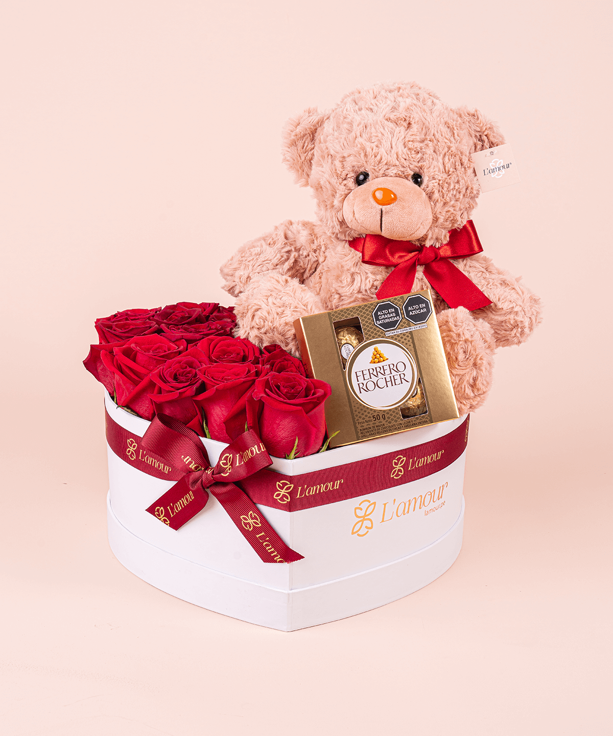 Box de Rosas y Peluche: Ternura