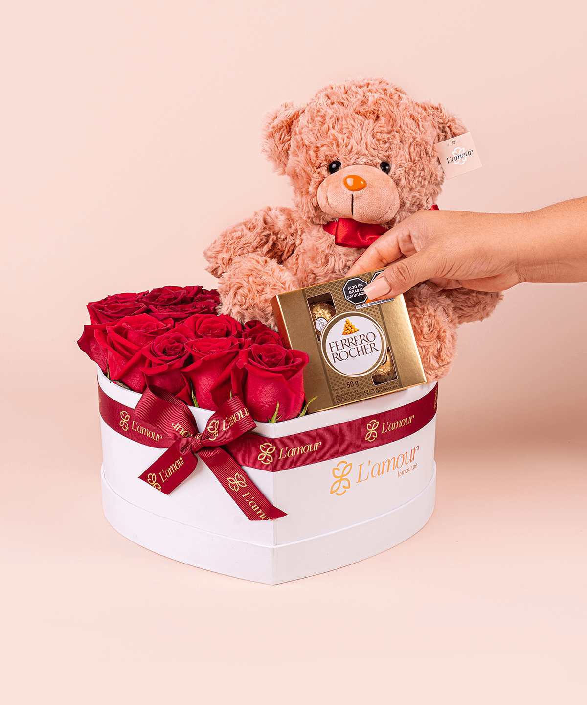 Box de Rosas y Peluche: Ternura